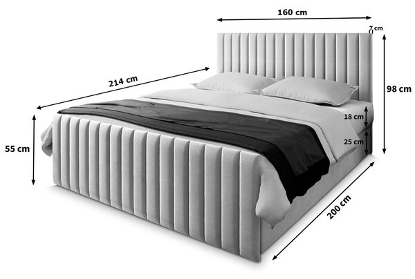 Čalúnená boxspring manželská posteľ Arion 160x200 - zelená