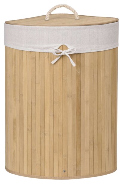 ViaDomo Via Domo - Rohový bambusový kôš na bielizeň Bella, 1-komorový - prírodný - 44x60x36 cm
