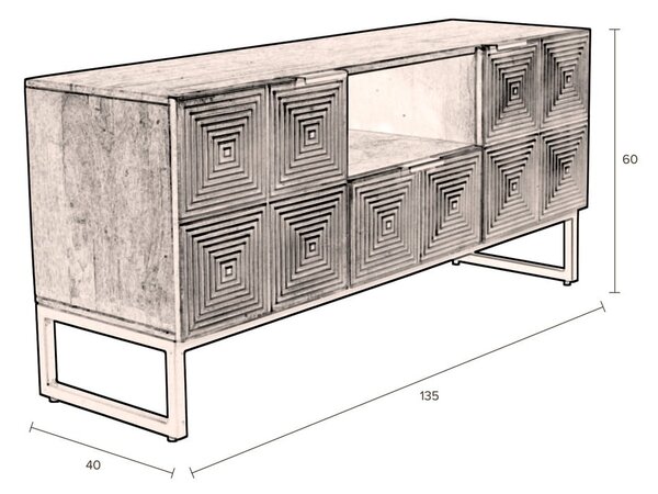 TV stolík z mangového dreva v zlatej farbe 40x60 cm Volan – Dutchbone