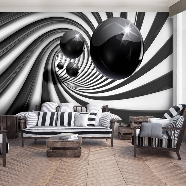 Fototapeta - 3D čiernobiely tunel (152,5x104 cm)