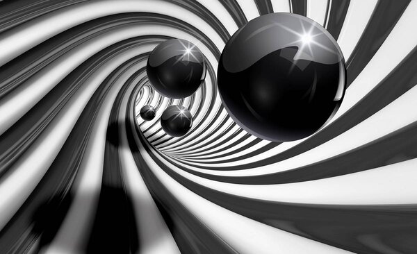 Fototapeta - 3D čiernobiely tunel (152,5x104 cm)