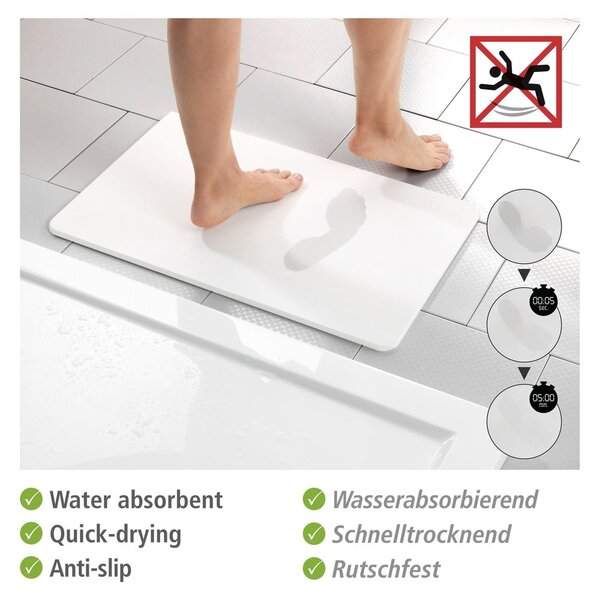 Biela kúpeľňová predložka z kremeliny 39x60 cm Simi – Wenko