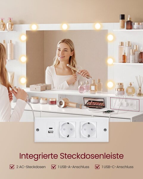 Toaletný stolík so zrkadlom a LED osvetlením RDT341WB01
