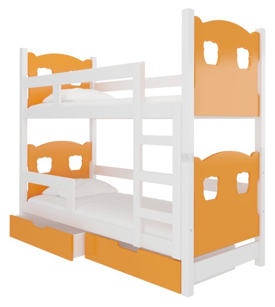 Detská poschodová posteľ MARABA, 180x75, biela/oranžová