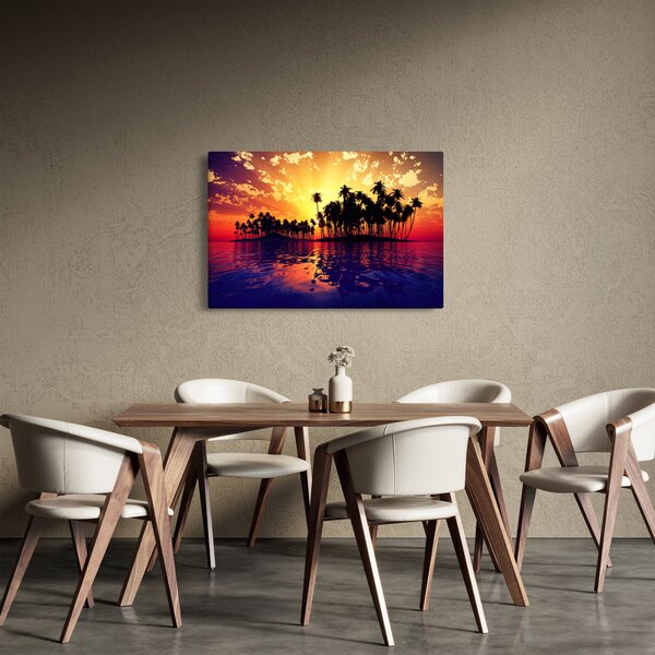 Obraz ostrovu pri západe slnka (90x60 cm)