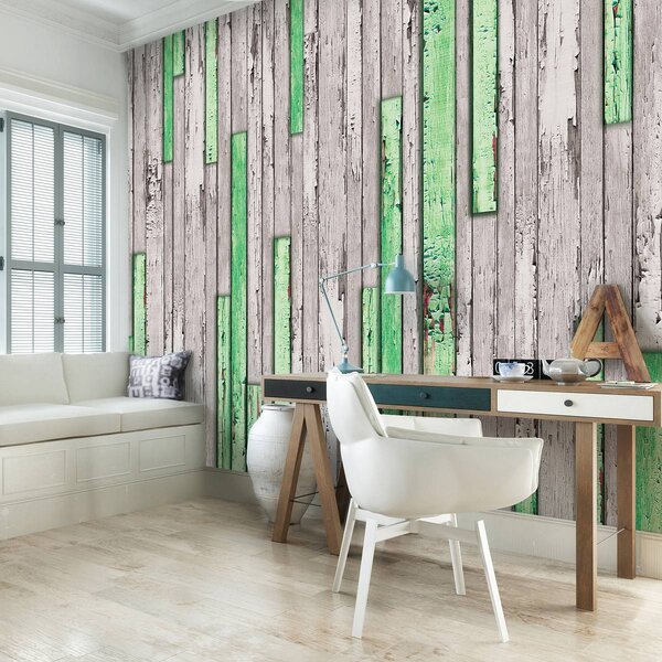Fototapeta - Šedá a zelená potrhaná doska (152,5x104 cm)