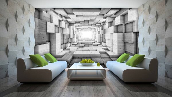 Fototapeta - 3D drevený tunel (152,5x104 cm)