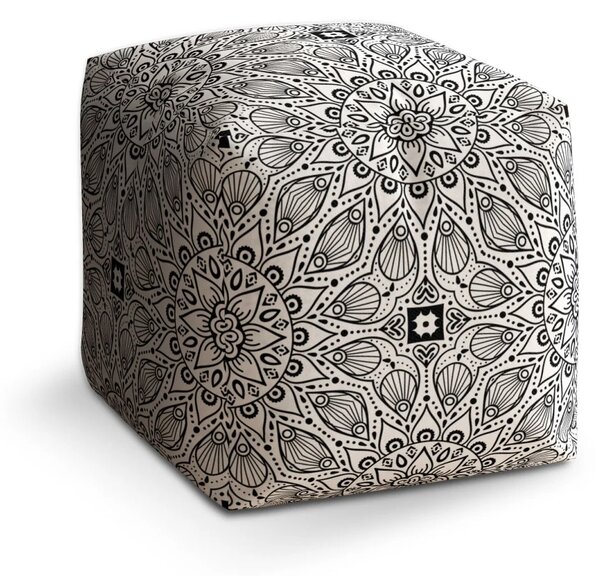 Sablio Taburet Biele mehendi - 40x40x40 cm