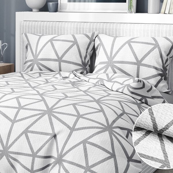 Goldea krepové posteľné obliečky deluxe - vzor 1050 sivé geometrické tvary na bielom 140 x 200 a 70 x 90 cm