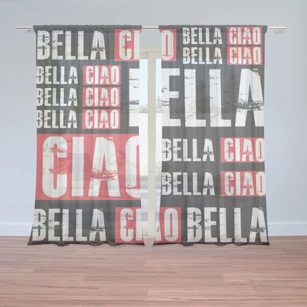 Sablio Záclony La Casa de Papel Professor or Bella Ciao motív 2: 2ks 150x250cm