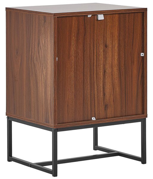 Nočný stolík tmavé drevo biela MDF kov 69 x 49 x 38 cm 2 zásuvky úložný priestor moderný štýl spálňa