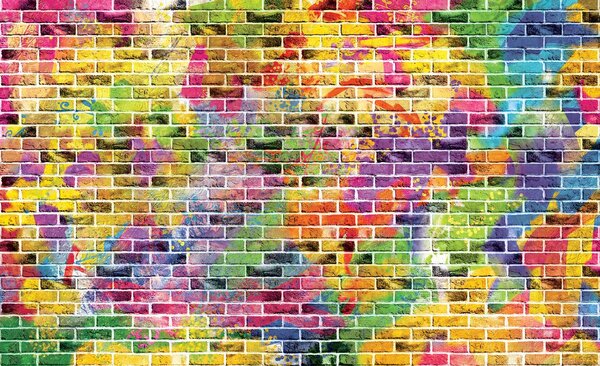 Fototapeta - Graffiti - farebné tehly (152,5x104 cm)