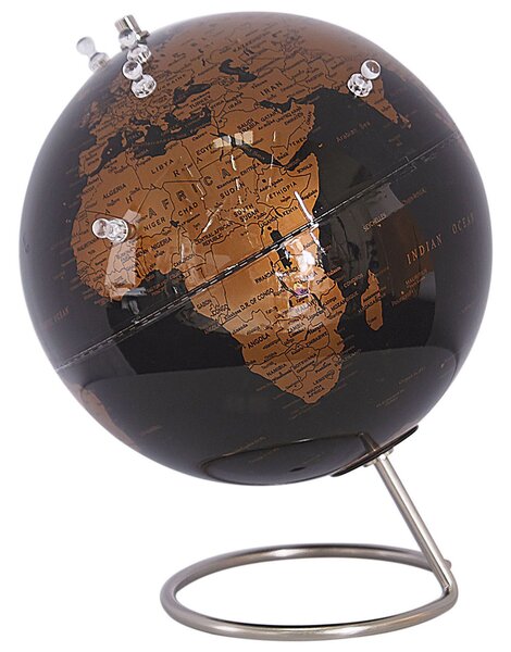 Dekoratívna zemeguľa čierna medená 25 cm moderná s magnetmi