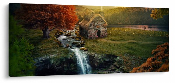 Obraz Chalupku v rozprávkovej krajine (120x50 cm)