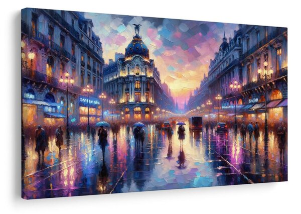 Obraz maliarsky pohľad na večerný Paríž