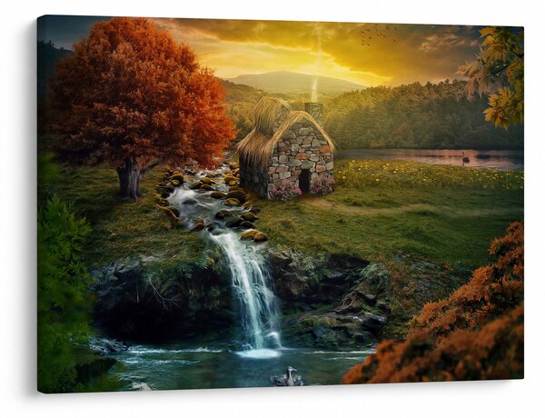 Obraz Chalupku v rozprávkovej krajine (70x50 cm)