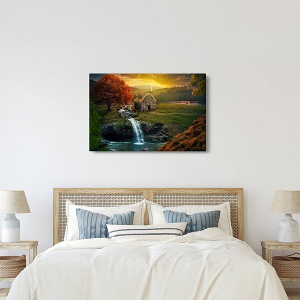 Obraz Chalupku v rozprávkovej krajine (90x60 cm)