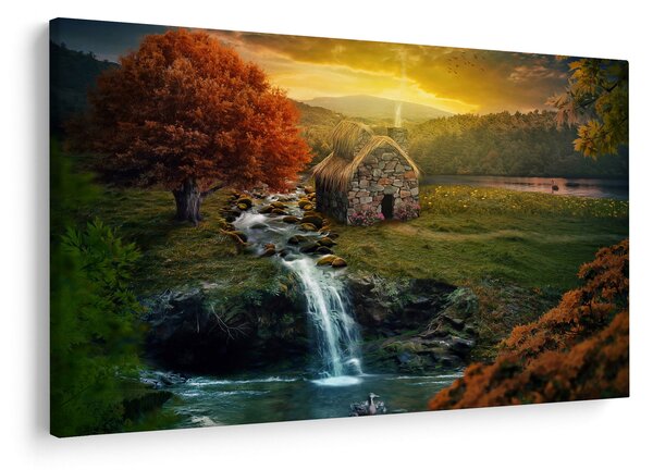 Obraz Chalupku v rozprávkovej krajine (90x60 cm)