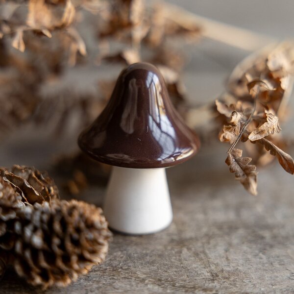 Jesenná dekorácia Huba Bosten Brown 6 cm