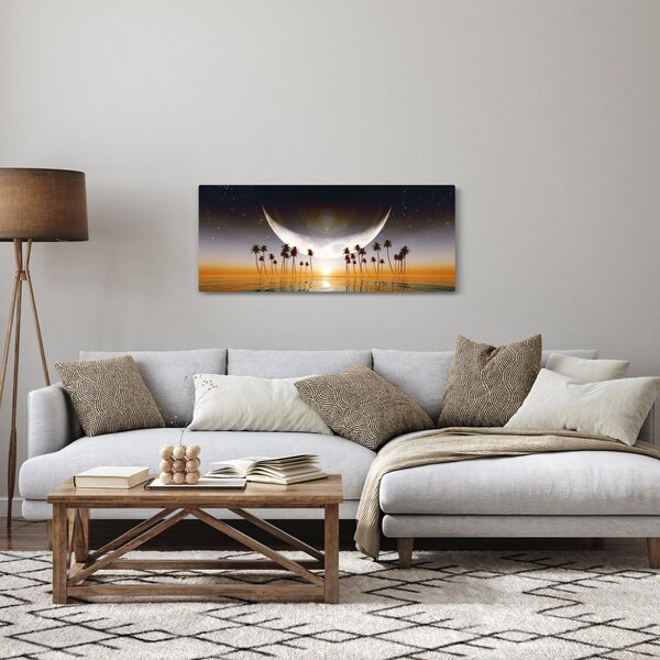 Obraz - Mesiac nad palmami (120x50 cm)