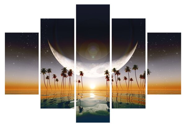 Obraz - Mesiac nad palmami (150x105 cm)