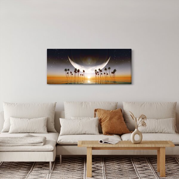 Obraz - Mesiac nad palmami (120x50 cm)