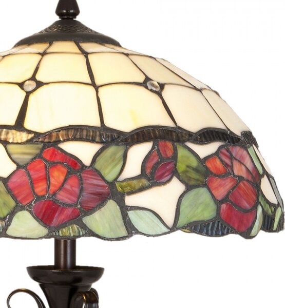 Stolná lampa Tiffany s ružami Rosalin - Ø 35*61 cm 2x E27/60W - Clayre & Eef