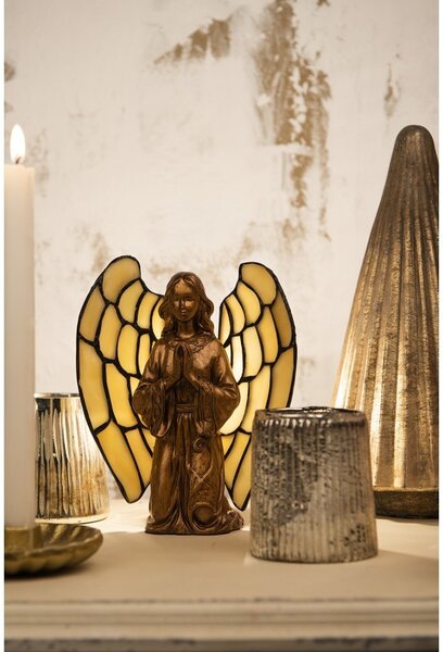 Dekorativná lampa Tiffany anděl - 20*18 cm 1x E14 / Max 40W - Clayre & Eef