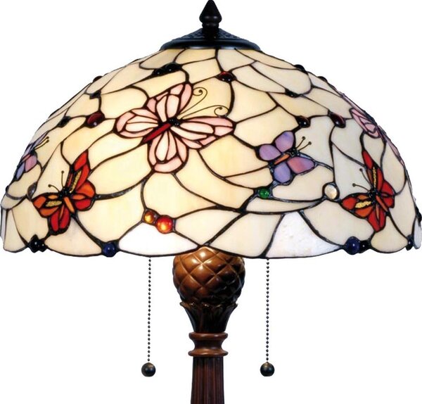 Stolná lampa Tiffany Butterfly Garden - Ø 41 * 60 cm 2x E27 / Max 60W - Clayre & Eef