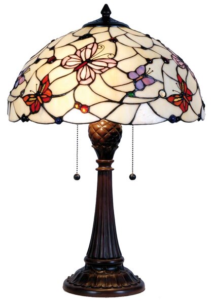 Stolná lampa Tiffany Butterfly Garden - Ø 41 * 60 cm 2x E27 / Max 60W - Clayre & Eef