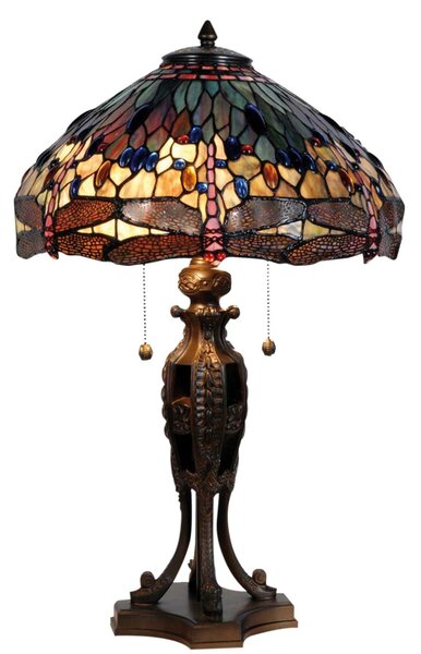 Stoln9 lampa Tiffany Dark dragonfly - Clayre & Eef