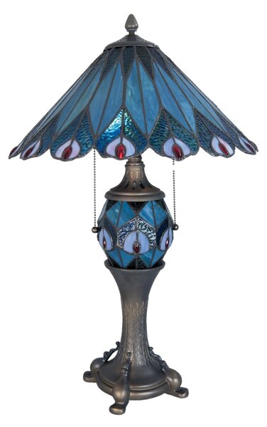Clayre & Eef Stolní lampa Tiffany Peacock - Clayre & Eef