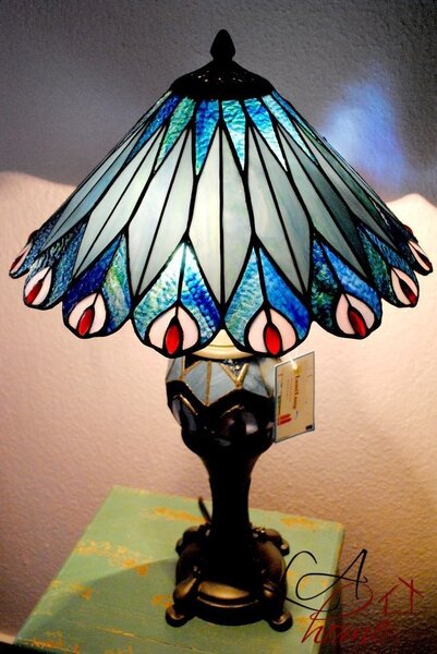 Clayre & Eef Stolní lampa Tiffany Peacock - Clayre & Eef