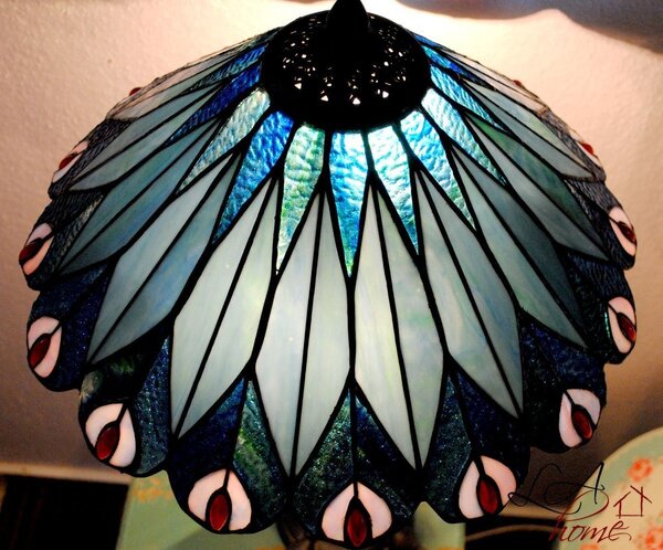 Clayre & Eef Stolní lampa Tiffany Peacock - Clayre & Eef