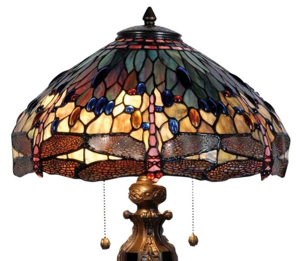 Stoln9 lampa Tiffany Dark dragonfly - Clayre & Eef