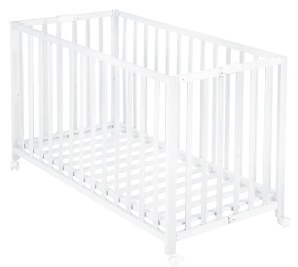 Biela skladacia postieľka na kolieskach 60x120 cm Fold up – Roba