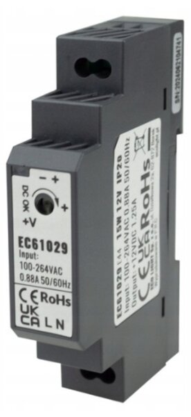 BERGE Napájanie na DIN lištu - 12V 15W 0,88A pre IP20 PREMIUM LED pásik
