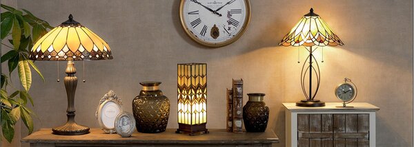 Stolná lampa Tiffany Peaceful - 40*60 cm 2x E27/60W - Clayre & Eef
