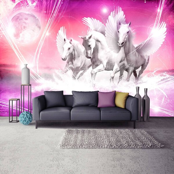 Fototapeta - Pegasus na ružovom pozadí (152,5x104 cm)