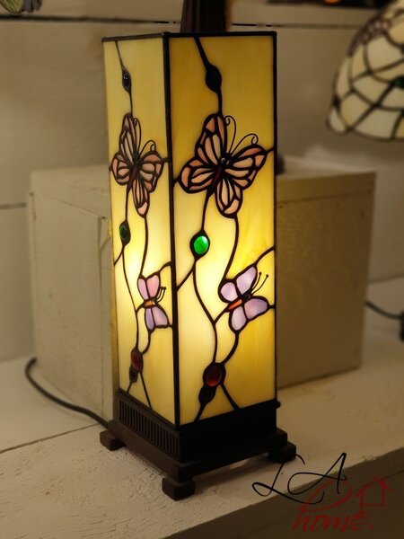 Stolná lampa Tiffany Butterfly Garden - 12.5*35 cm - Clayre & Eef