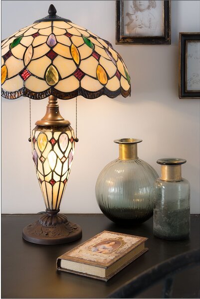 Stolná lampa Tiffany Sun stones - 40 * 60cm 2x E27 / 60W - Clayre & Eef