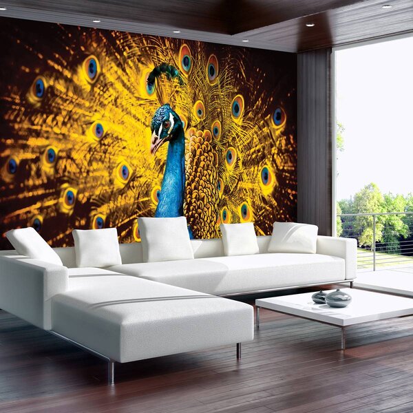 Fototapeta - Páv so žltým perím (152,5x104 cm)