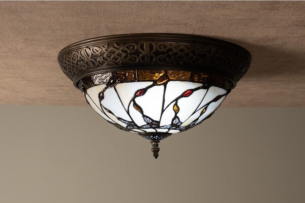 Stropné svetlo Tiffany Nature - Ø 38 * 19 cm 2x E14 / max 40W - Clayre & Eef