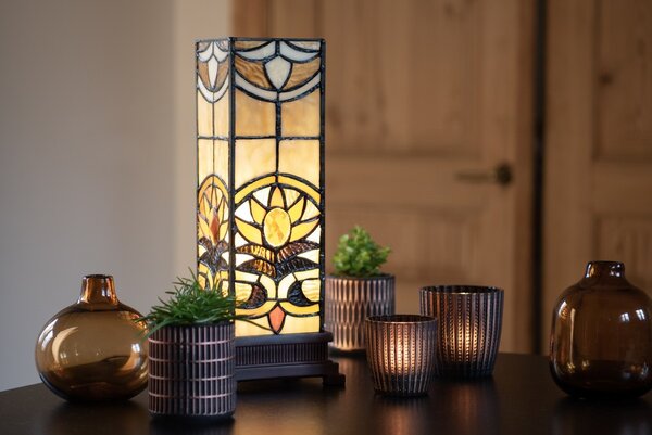 Stolná lampa Tiffany Fleur - 12 * 35 cm 1x E14 / Max 40W - Clayre & Eef