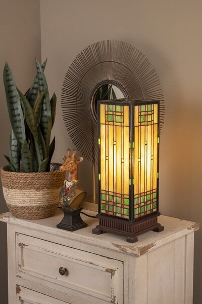 Stolná lampa Tiffany - 18*45 cm 1x E27 / Max 60W - Clayre & Eef