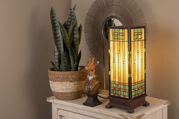 Stolná lampa Tiffany - 18*45 cm 1x E27 / Max 60W - Clayre & Eef