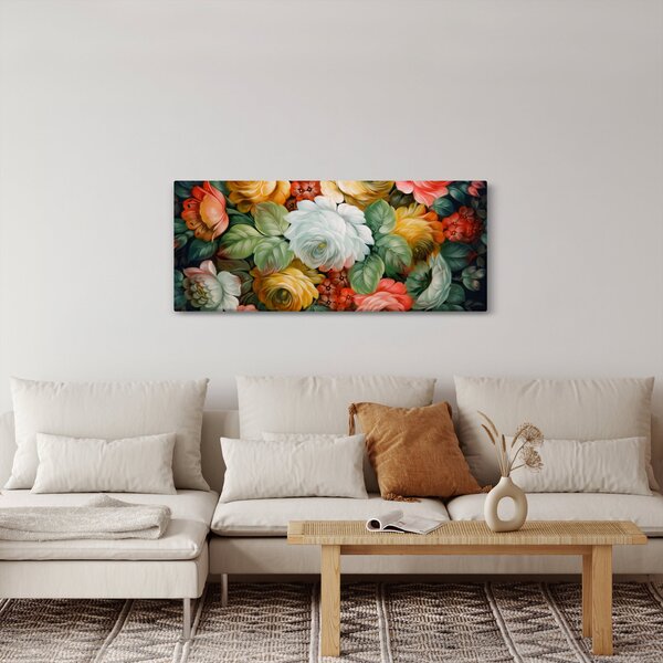 Obraz maľovanej kytice kvetov (120x50 cm)