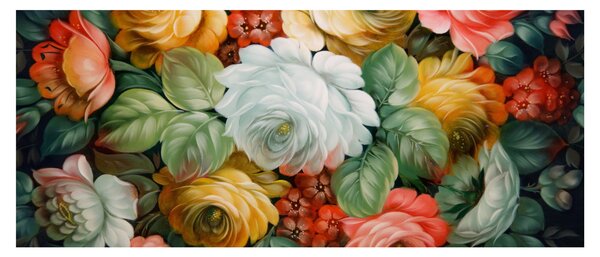 Obraz maľovanej kytice kvetov (120x50 cm)