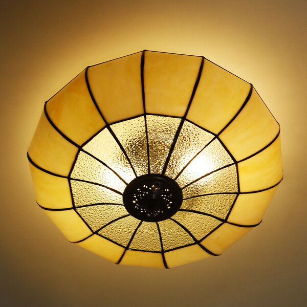 55/5000 Stropné svetlo Tiffany Champagne - Ø 46 * 25 cm E27 / 2 * 60W - Clayre & Eef