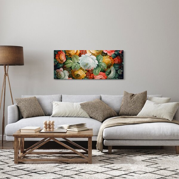Obraz maľovanej kytice kvetov (120x50 cm)